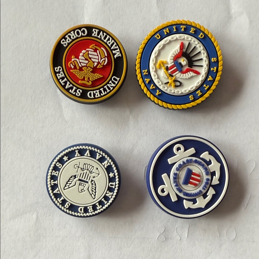 United States Military Emblem Pin Set - Blue, Gold, Red